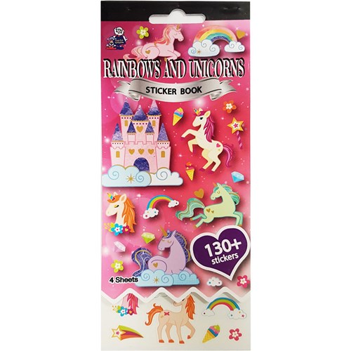 Tim The Toyman Rainbows & Unicorns Sticker Book 130+ Stickers / 4 Sheets - Theodist